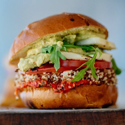 Close-up of a vegan burger